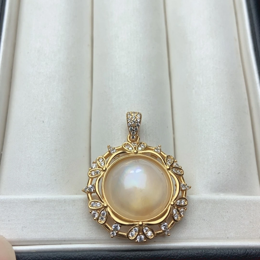 银S925镶嵌拼合珍珠（马贝珠）颈饰晓*玥
