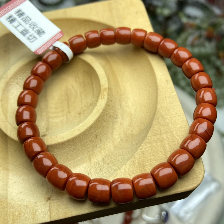 7*8直切老型南红手链，满肉柿子红，瓦西料，多样性发其一