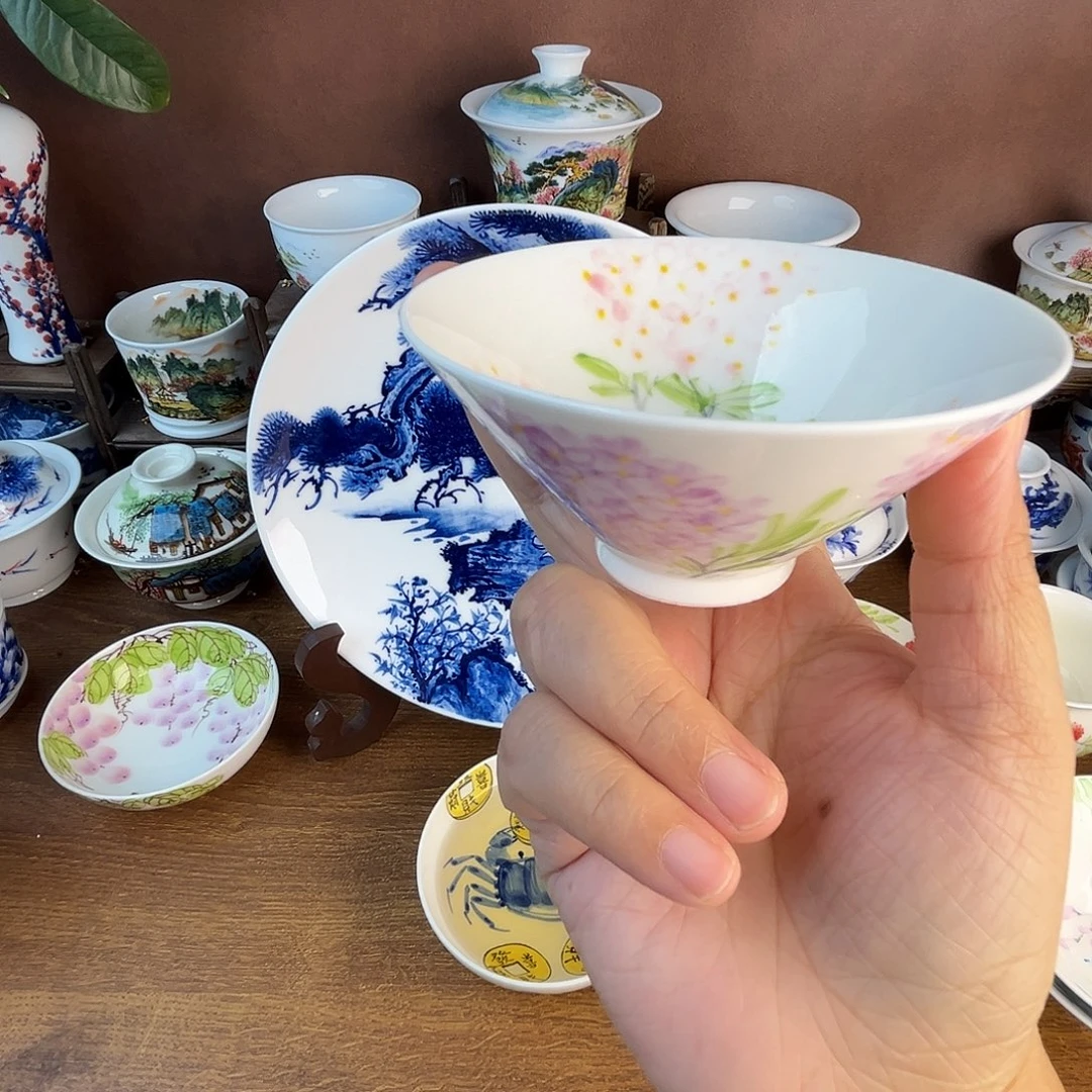 忠意堂釉下彩双色绣球