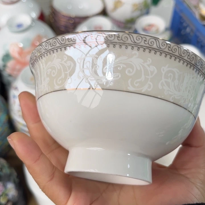 骨瓷小资高脚碗十个微瑕4.5寸