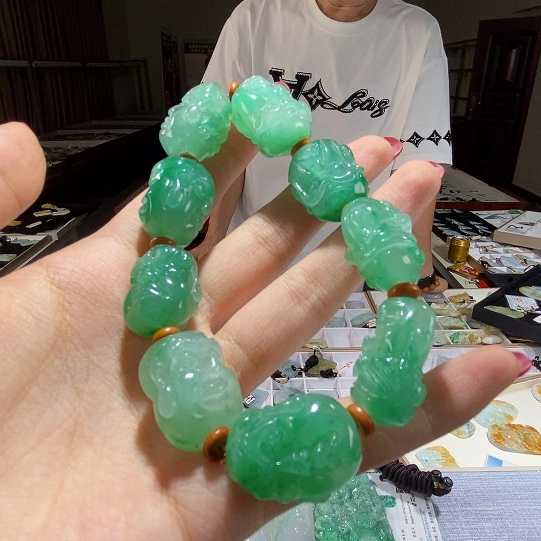 石英质玉未镶嵌颈饰非洲翠十八罗汉手串