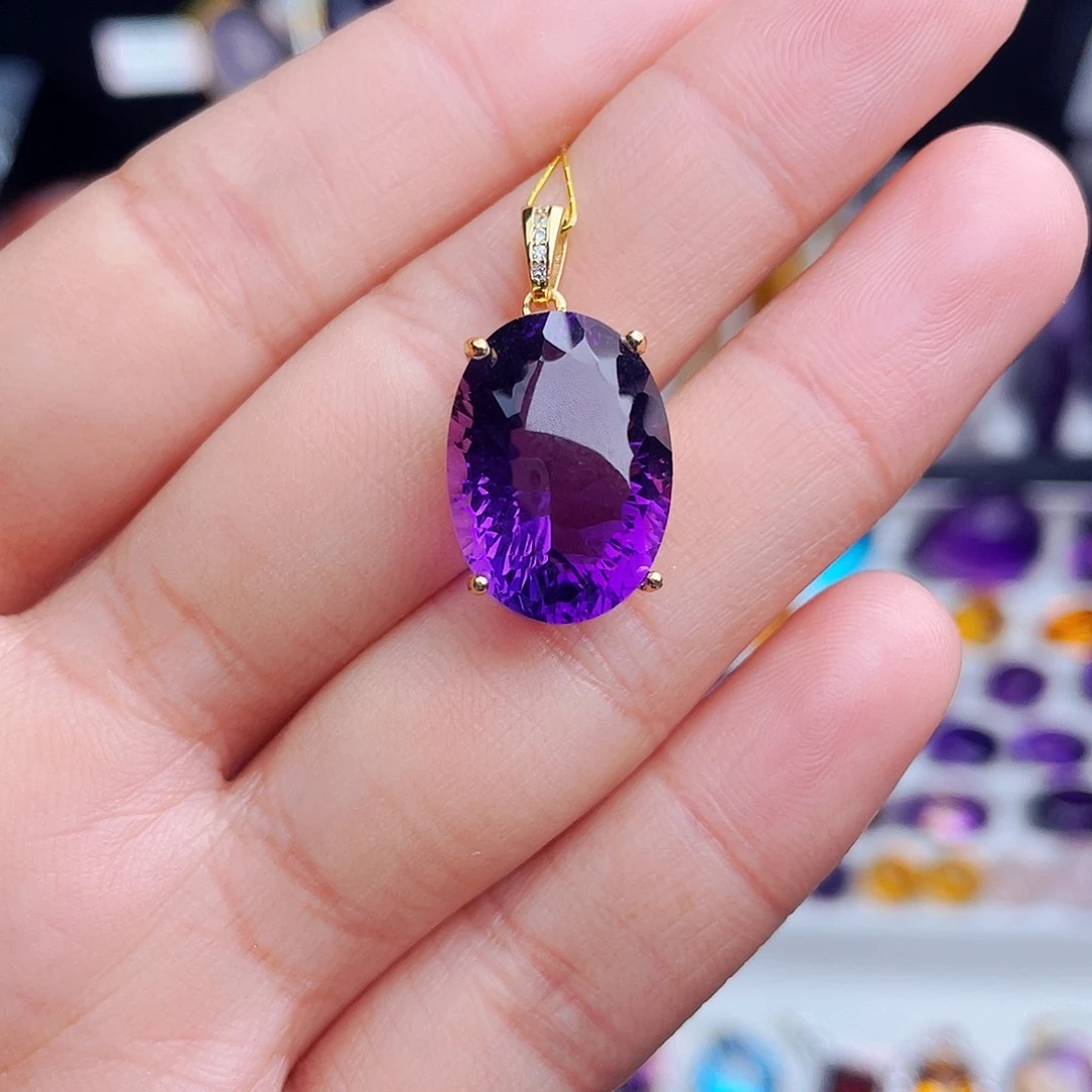 颈饰银S925镶嵌紫晶天然保真