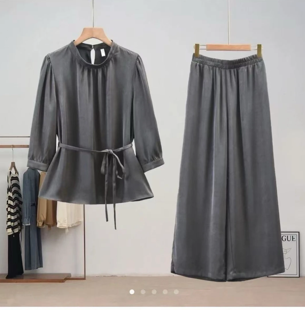 Z352休闲风通勤时尚套装阔腿裤宽松女装Y3K高质感穿搭