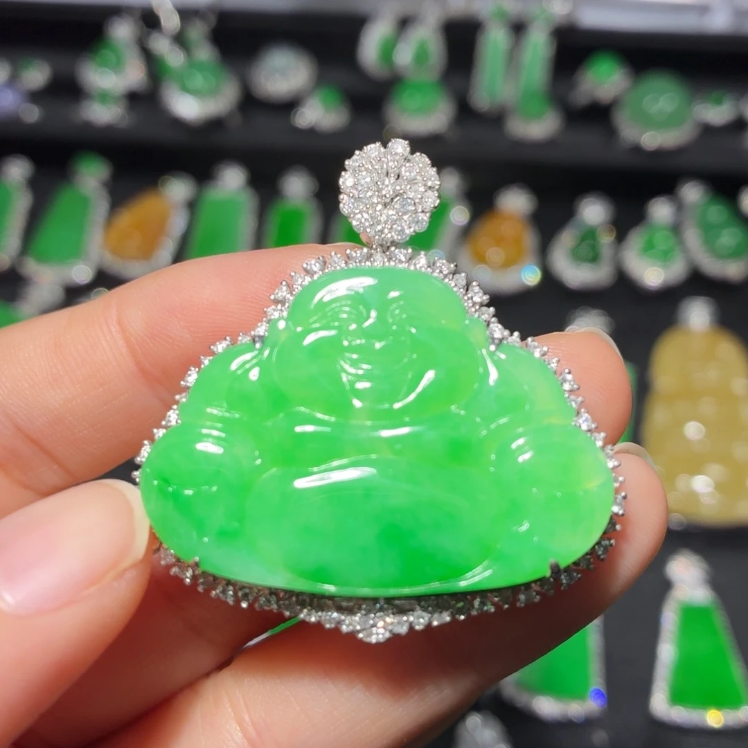 翡翠18K金镶嵌吊坠(不含链)141号