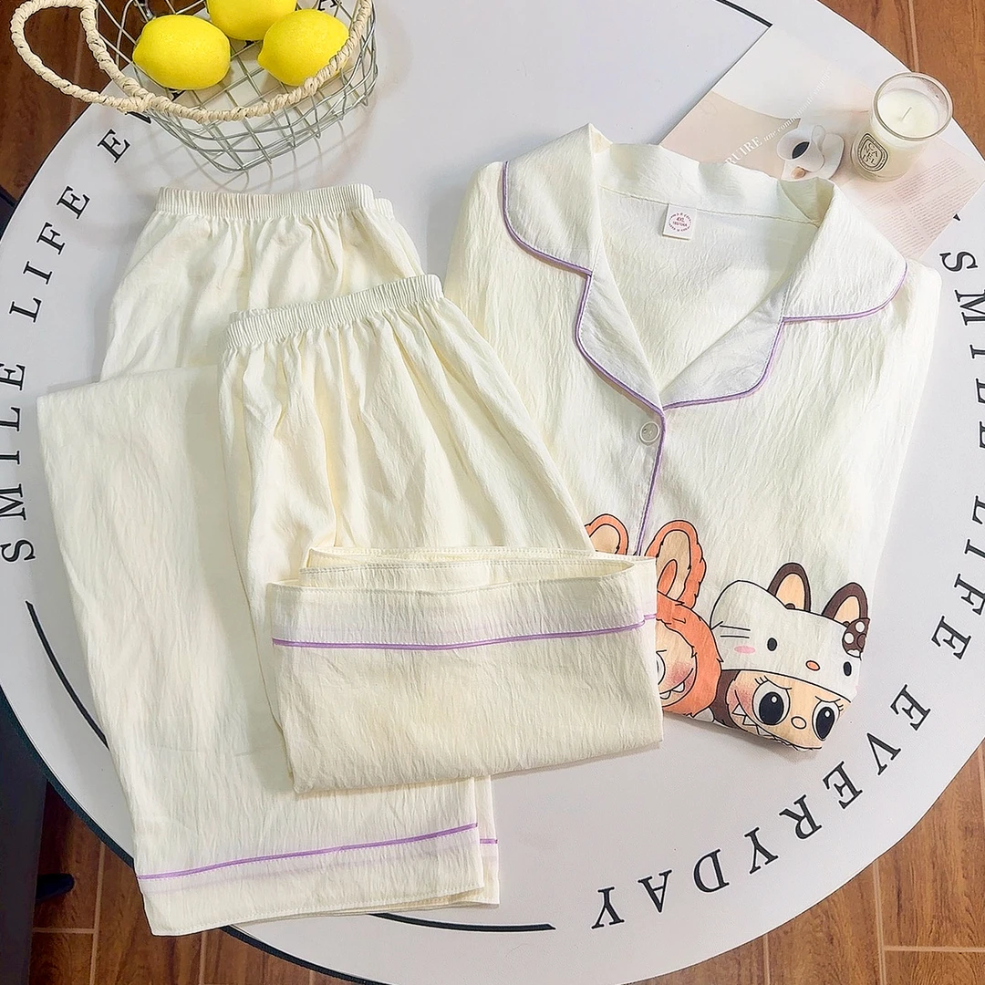 三件套/云朵棉2025年新款短袖睡衣女夏季可爱少女卡通宽松家居服