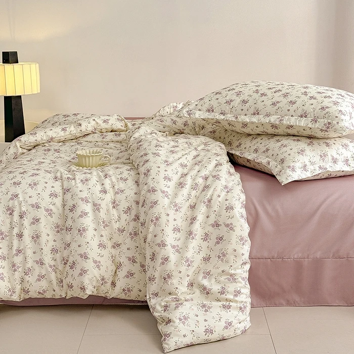 2025春夏新款针织双层纱小清新印花四件套YF007M