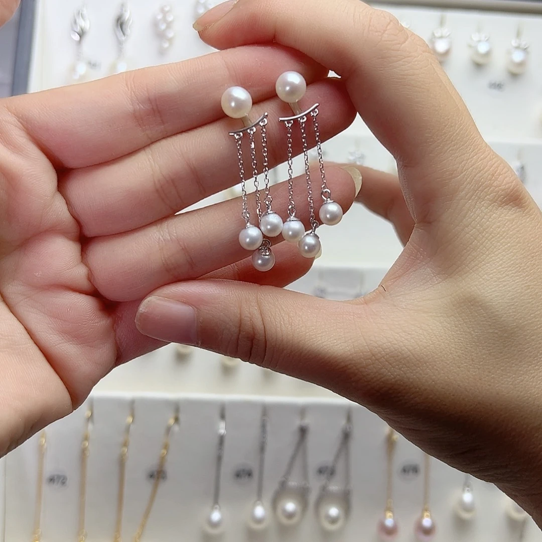 妮***宝耳饰银S925镶嵌淡水珍珠