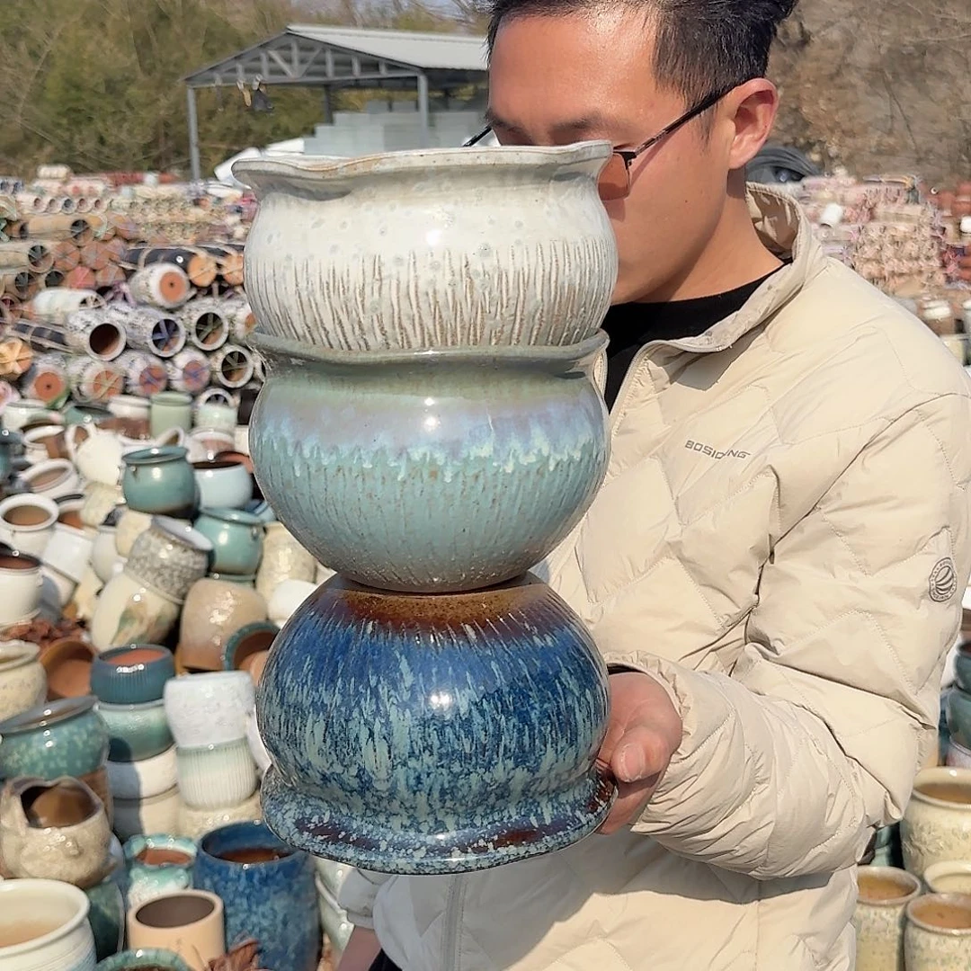 紫砂花盆口16高11（三个拼