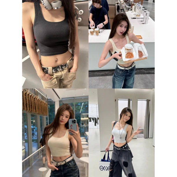 049-NO退NO换 【AII IN开挂背心】3色！简约U领纯色短款背心