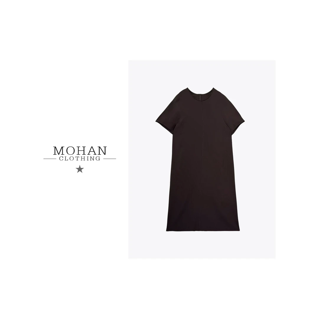 CLOTHING/墨含高奢时尚气质舒适优雅百搭圆领桑蚕丝连衣裙WJ736