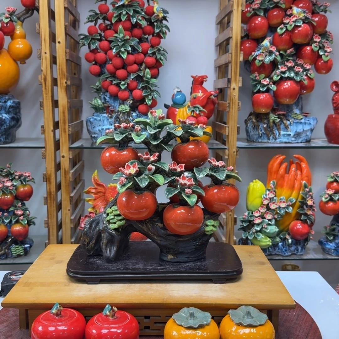 陶瓷事事如意送底座橘子苹果高32