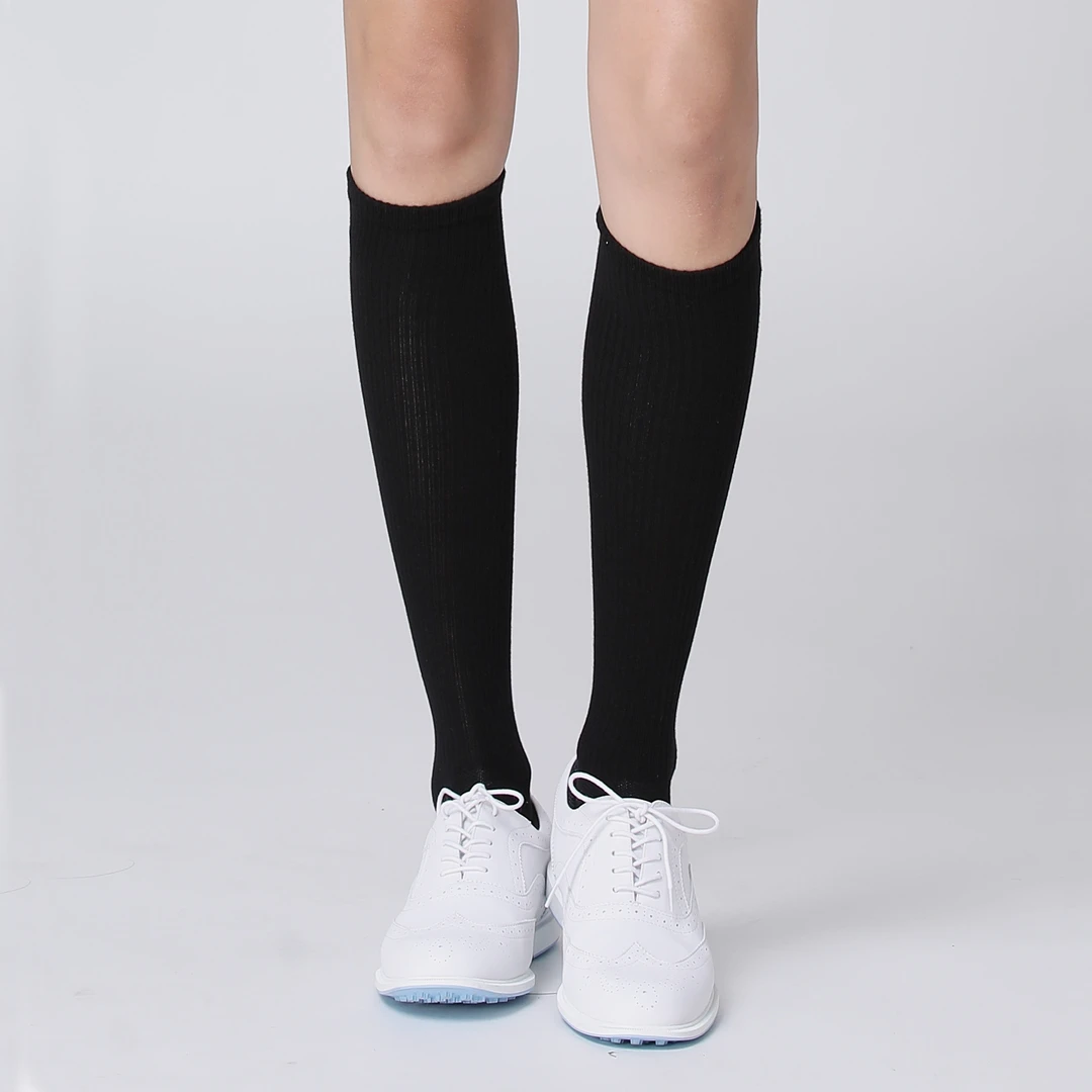 Azureway高尔夫女中筒袜棉质弹力瘦腿纯色GOLF运动袜子时尚百搭袜