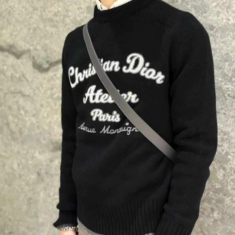 99新 DIOR/迪奥 3001/DIOR迪奥字母Logo刺绣羊毛长袖针织衫/XL码