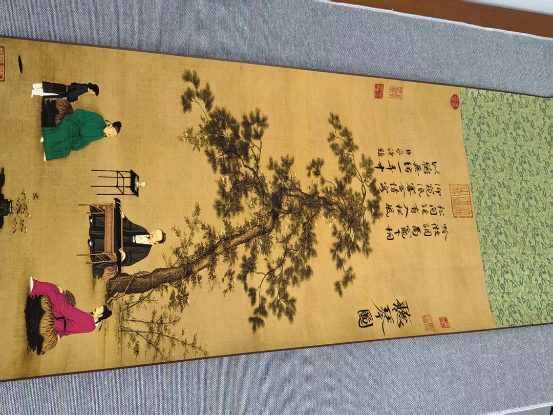 《听琴图》145CM*50CM卷轴挂画