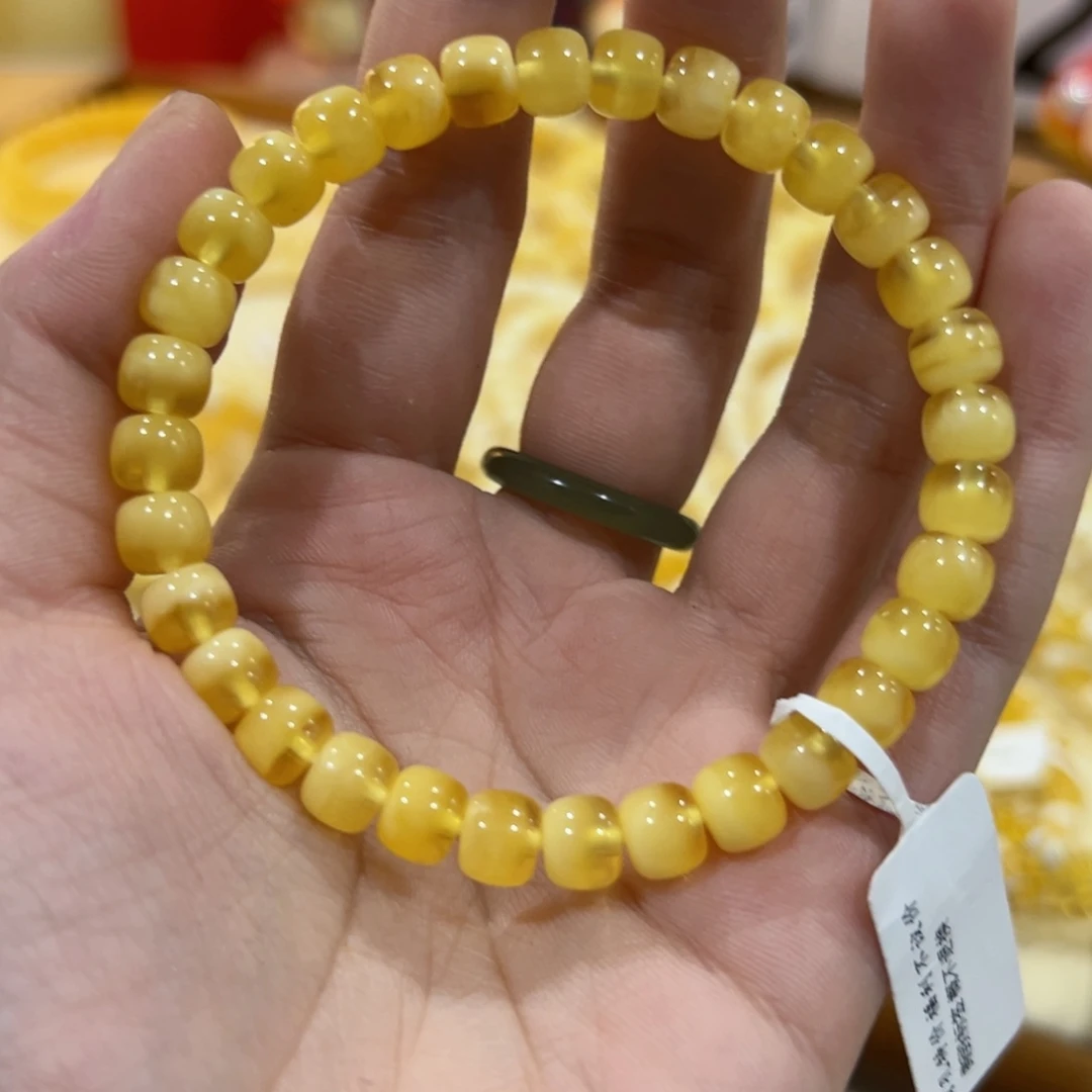 未镶嵌蜜蜡手串7m金白聚宝盆