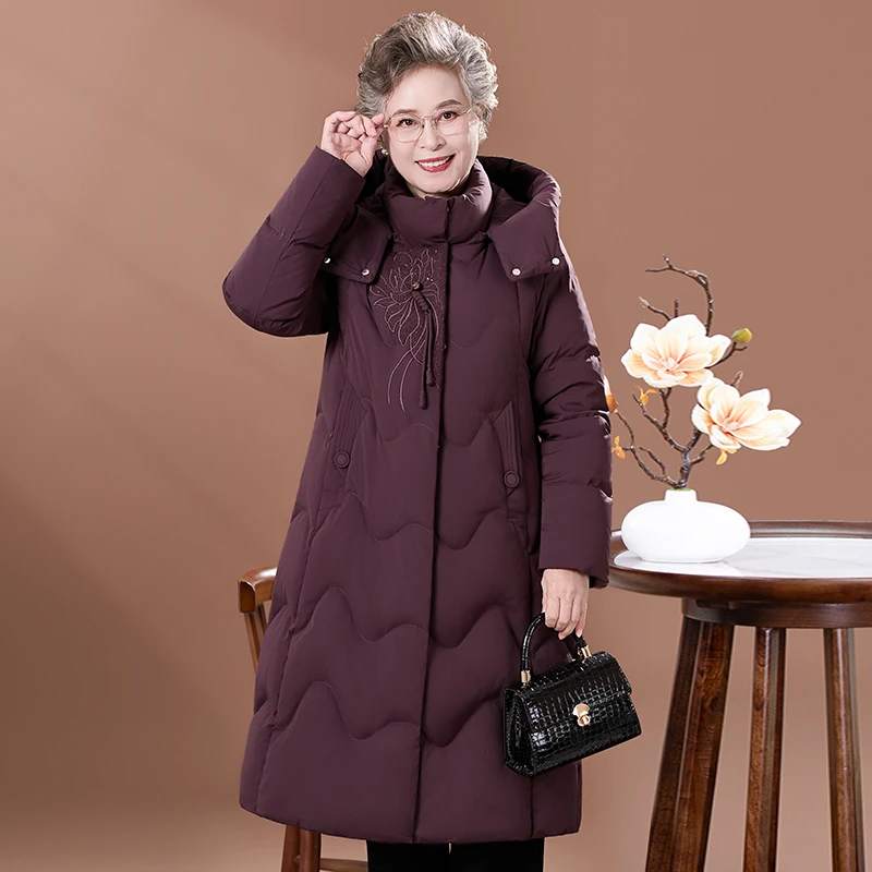 中老年羽绒服女过膝长款新中式加厚妈妈冬装老人奶奶太太冬季外套