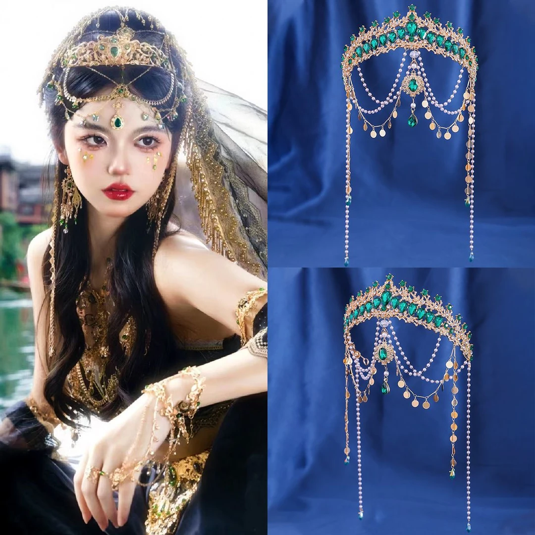复古风发饰汉服配饰西域风流苏额饰皇冠古风头饰女生写真拍照饰品