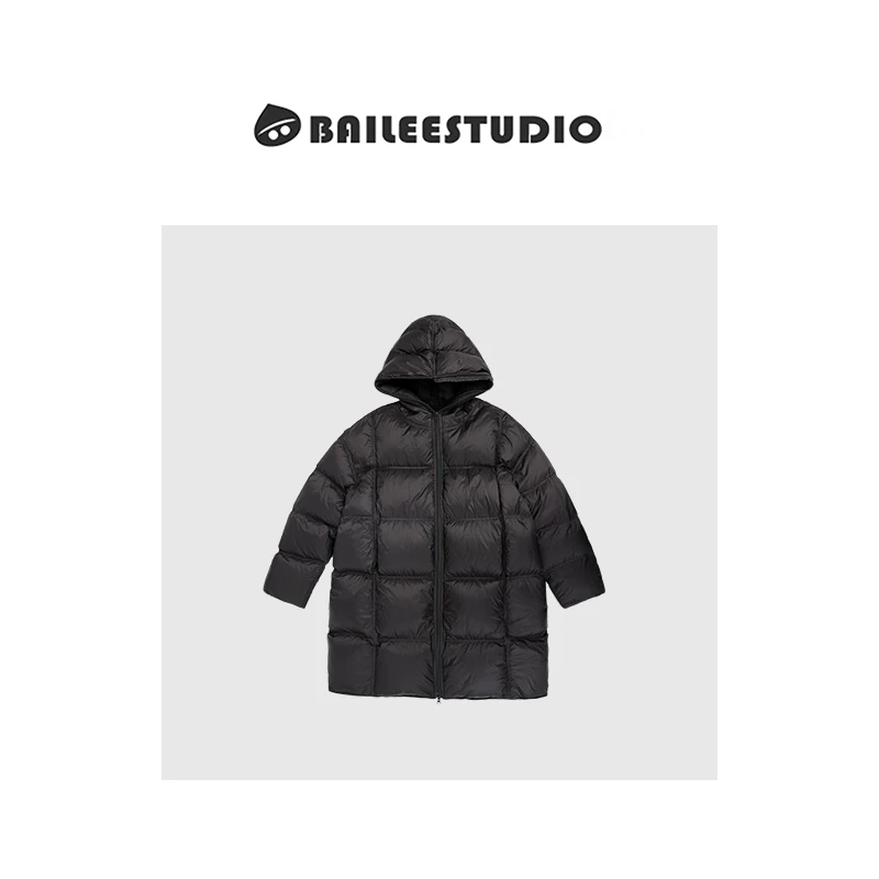 【柏栗良品】韩范百搭冬季宽松连帽中长款羽绒服外套女8028