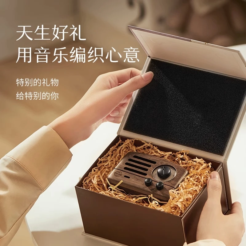 猫王音响小王子原木收音机便携式无线蓝牙音箱复古创意生日礼物