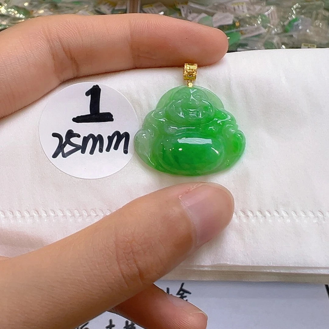 翡翠18K金镶嵌吊坠(不含链)我