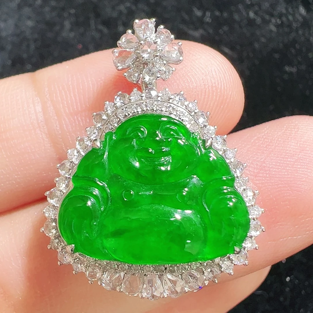 翡翠18K金镶嵌吊坠(不含链)