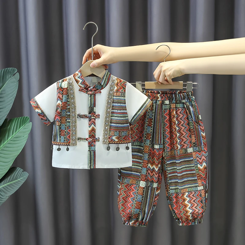 汉服儿童夏季民族风套装男童国风周岁礼服女童新中式少数民族唐装