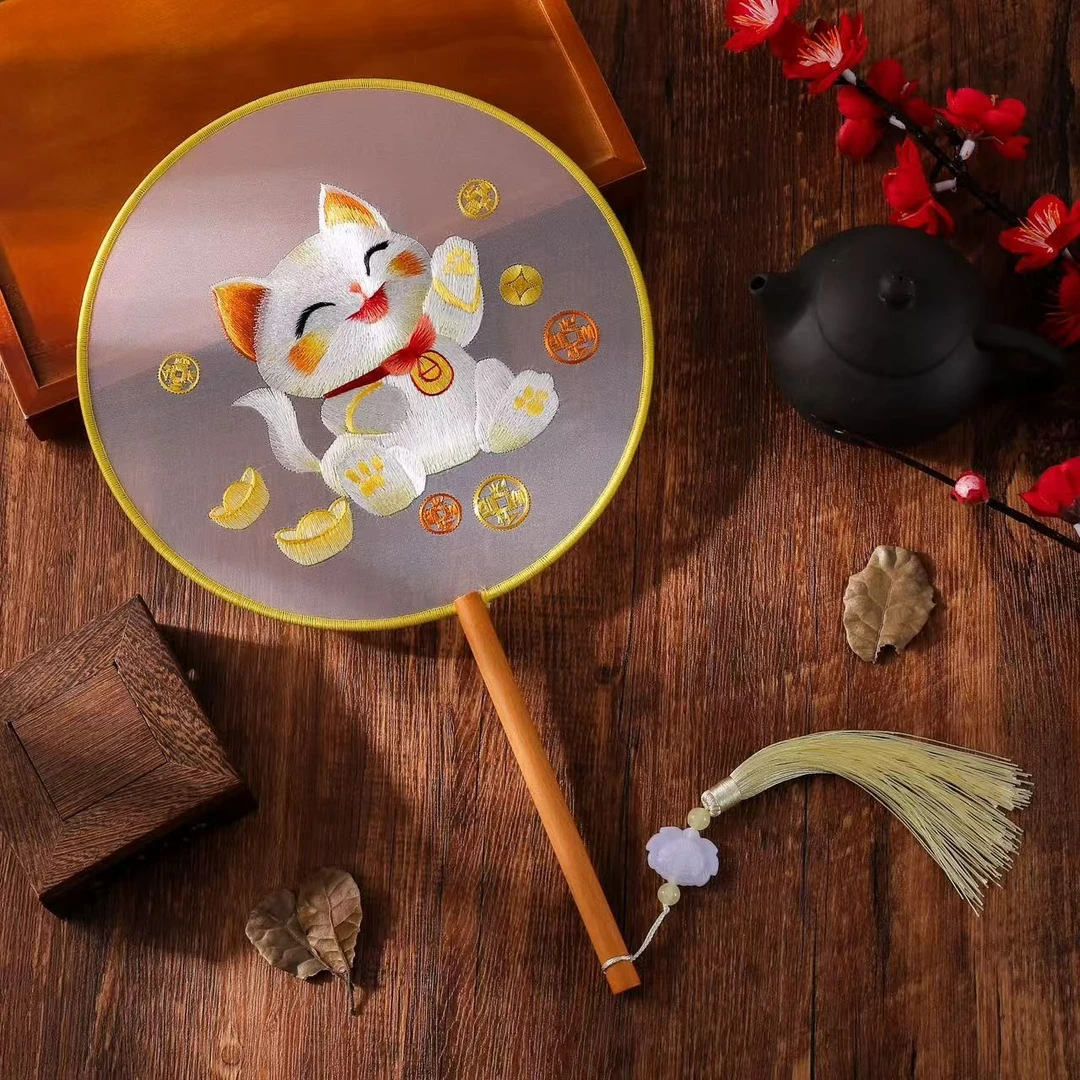 【招财猫32】苏绣团扇古风刺绣扇子