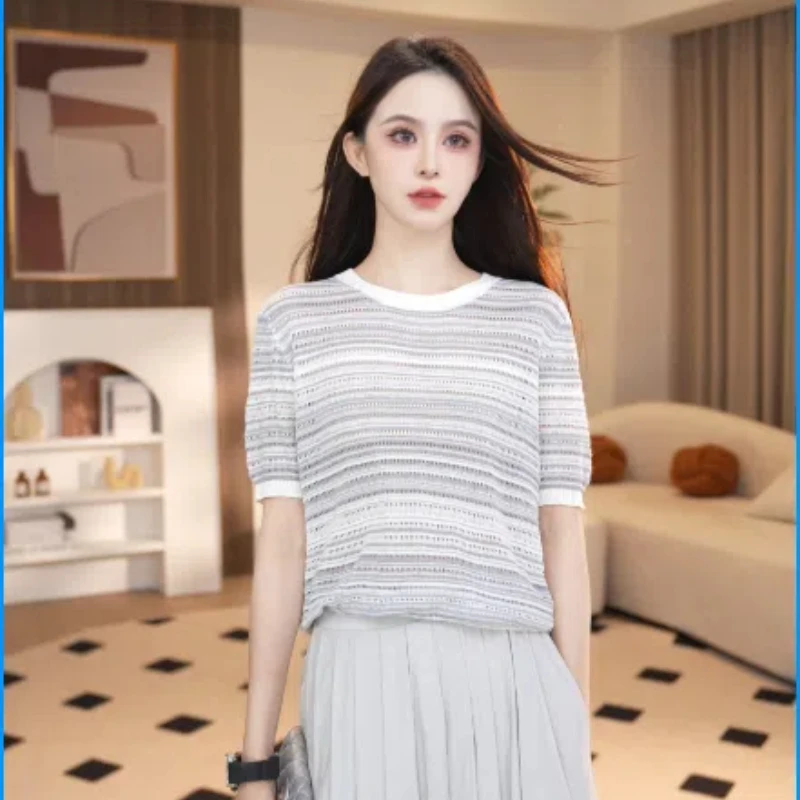 Shuyan妍【渐变小衫】QC曲珠纱渐变色系显瘦韩系小衫X229