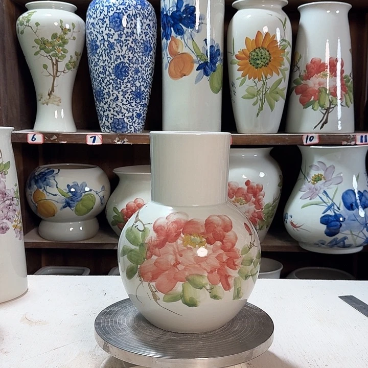 瓶天球红牡丹新款请陶瓷