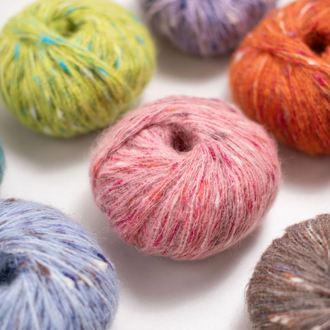 【花涧材料】逸致手编线彩点结子羊绒马海羊毛毛衣手工柔软25g