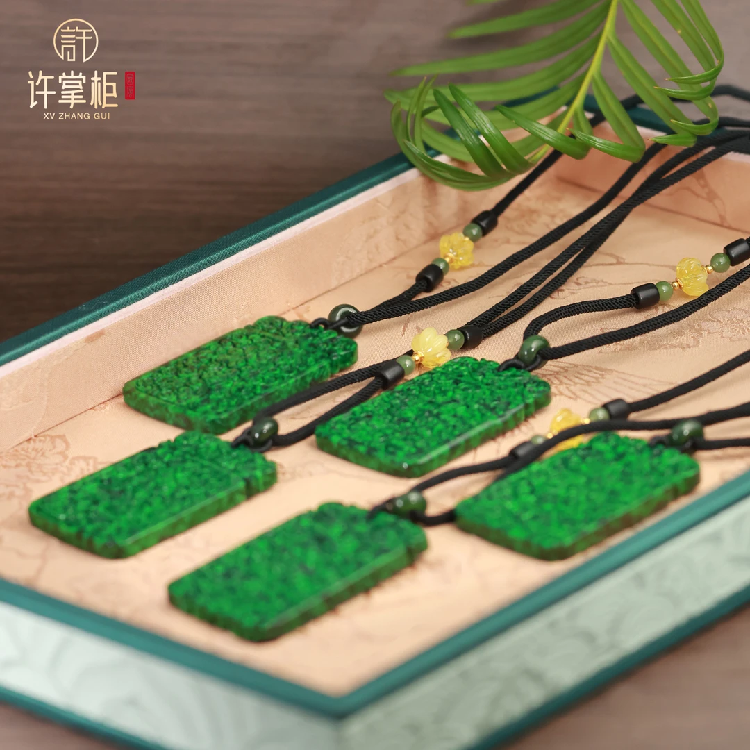 许掌柜｜翡翠方牌吊坠天然缅甸翡翠A货雕刻配饰单件多样性随机发货
