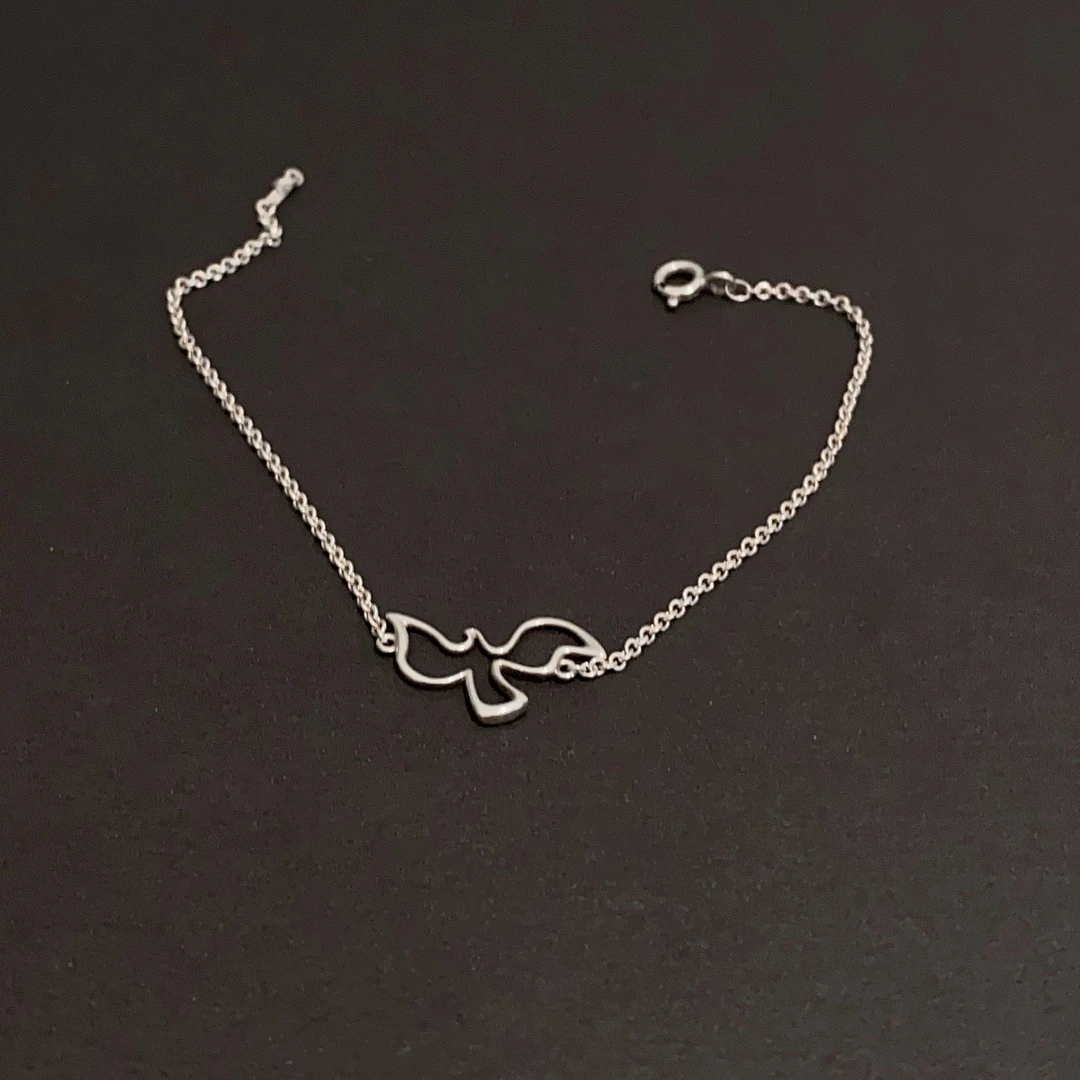95新 Tiffany & Co./蒂芙尼 和平鸽飞鸟银手链16618816