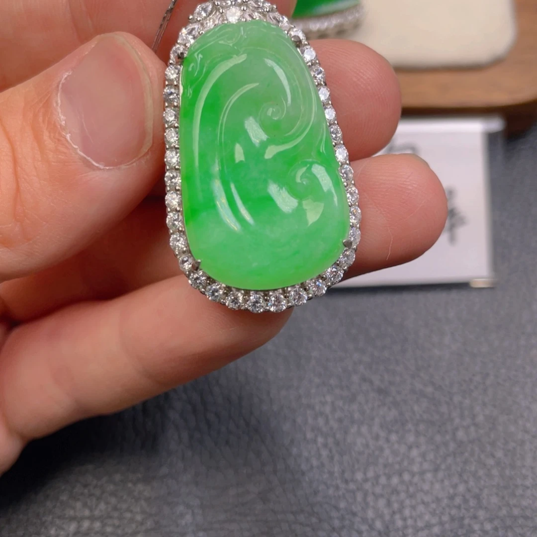 翡翠银S925镶嵌吊坠(不含链)