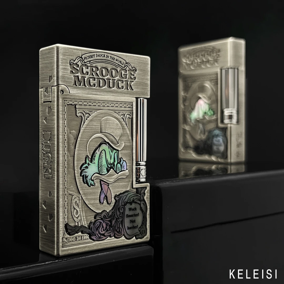 KELEISI克雷斯【暴富鸭】古银 高档钢音纯铜朗声充气侧滑式打火机