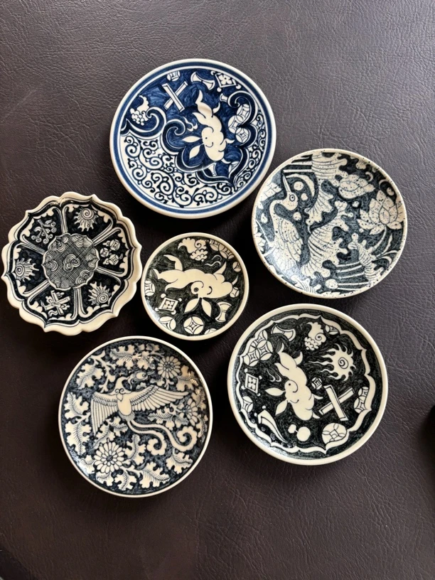幽蓝溪堂景德镇陶瓷仿元二号釉系列各种圆形画片杯垫盖置茶垫家用