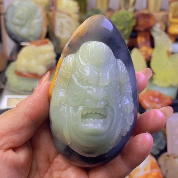 未镶嵌蛇纹石玉手把件