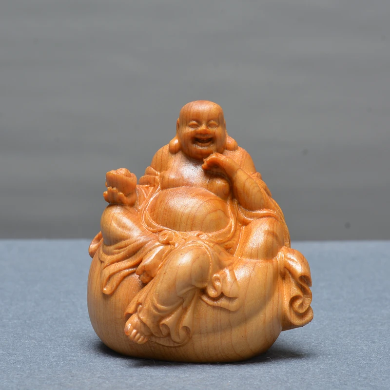 崖柏坐布袋弥勒高7