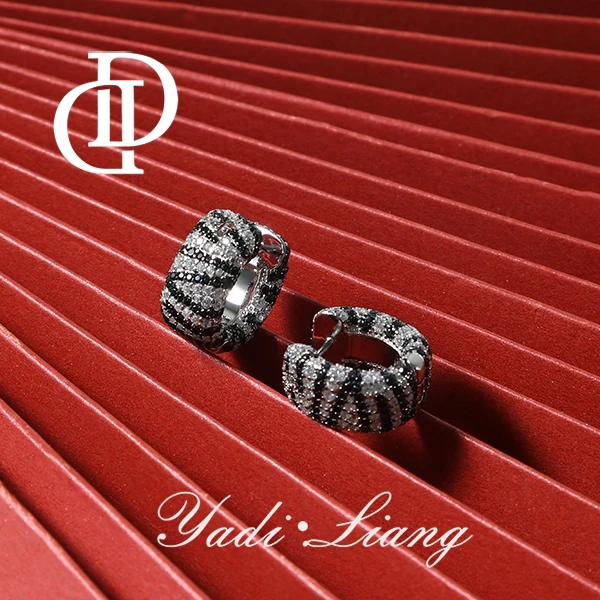 925银耳饰 梁雅帝新品【黑白斑马】星辰系列设计款气质百搭纯银耳饰