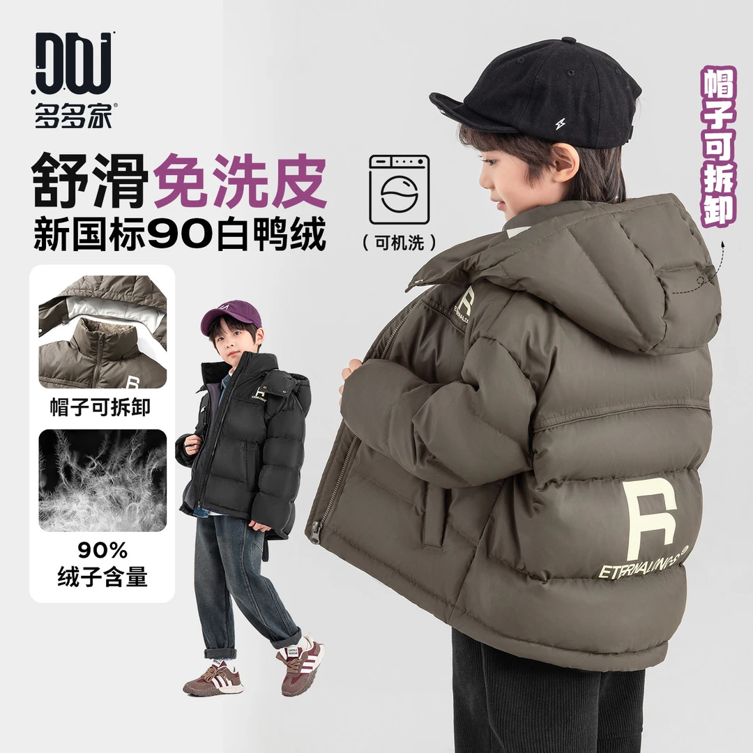 10906【可脱帽.免洗】男童冬季质感防风保暖加厚羽绒服