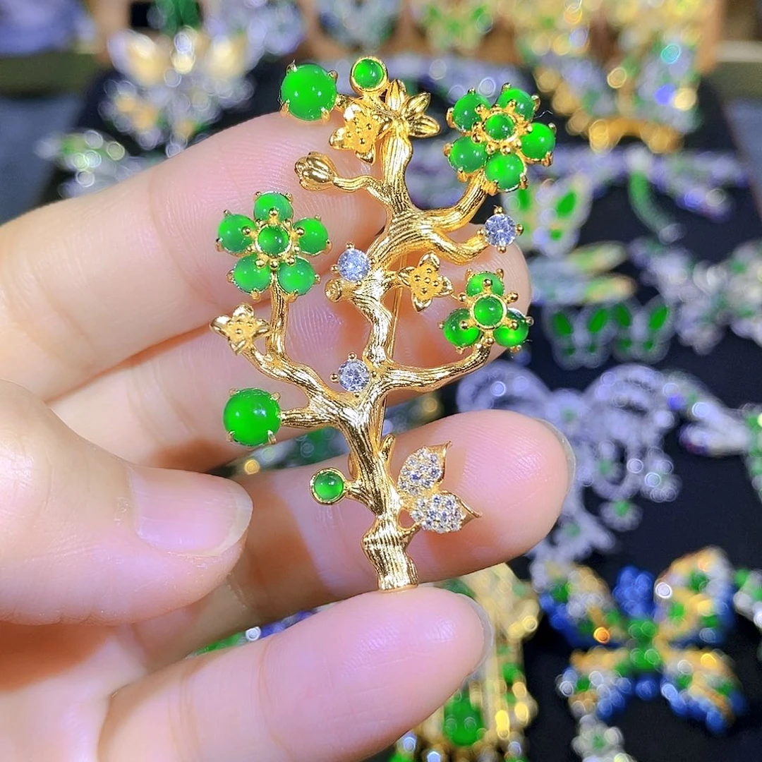 吊坠(不含链)银S925镶嵌翡翠