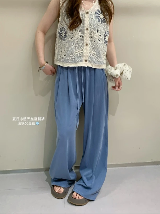 夏日冰凉感垂腿显瘦裤