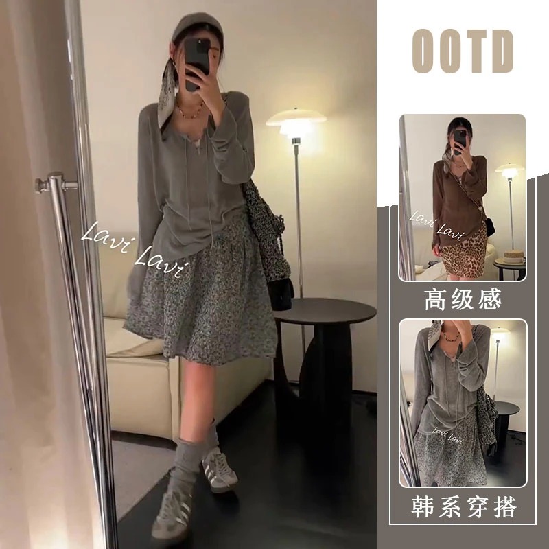 韩款夏季复古小众气质休闲上衣百搭个性肌理感时尚半身裙两件套女