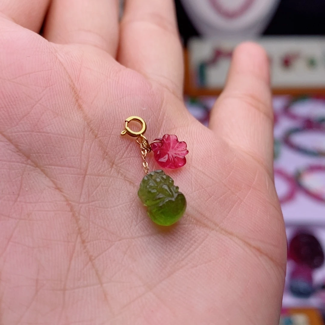 吊坠(不含链)18K金镶嵌碧玺d