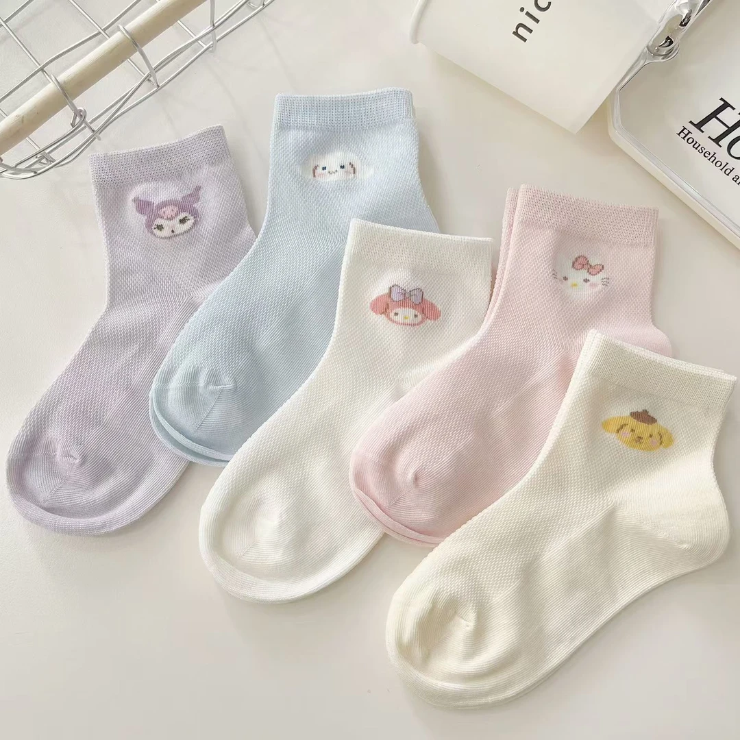 儿童袜子夏季网眼薄款透气卡通库洛米女孩公主袜韩版ins百搭学生