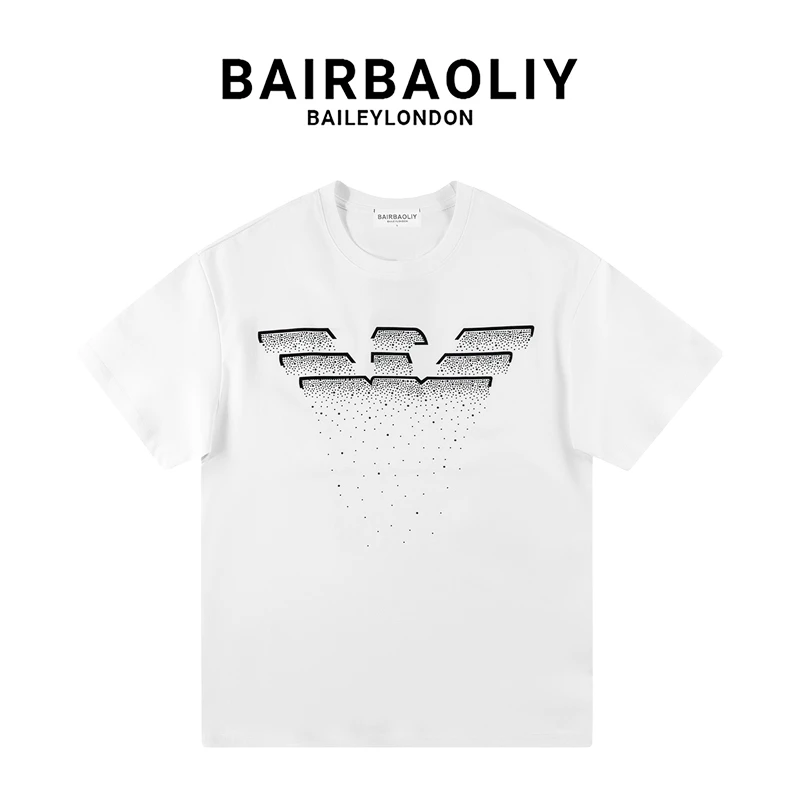 BAIRBAOLIY欧潮高品新款闪钻鹰图案短袖T恤男潮流轻奢潮酷经典款