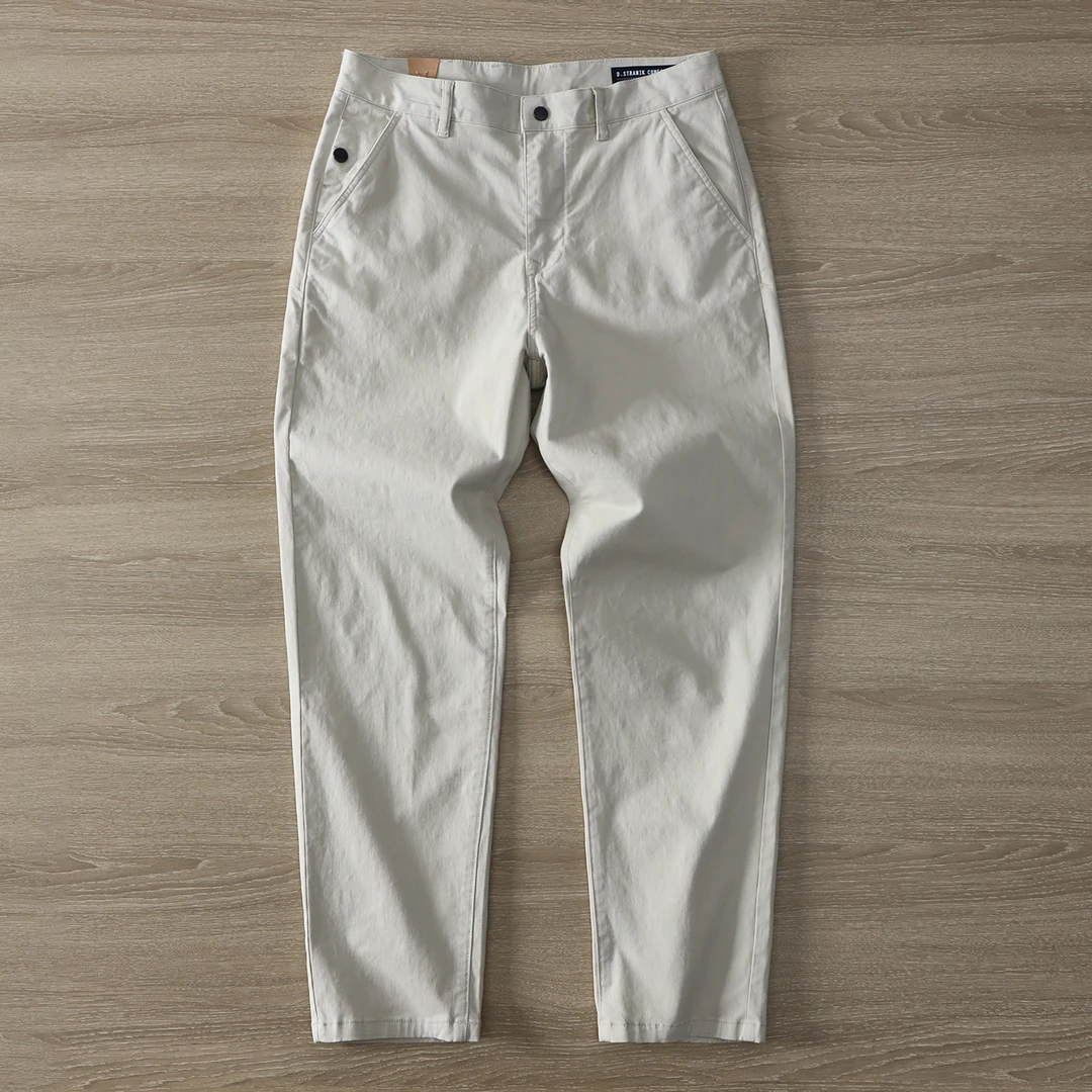 秋冬微弹男士小直筒休闲裤简约通勤新疆棉宽松微锥裤子黑色长裤男