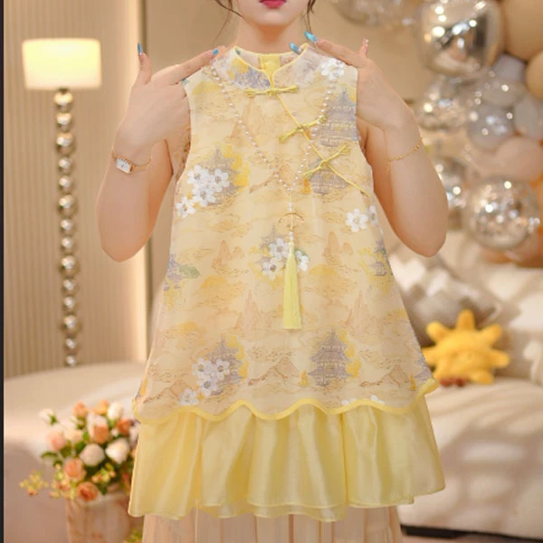 【一甜】女童国风裙子夏季2025新款中大童时尚女孩中式连衣裙