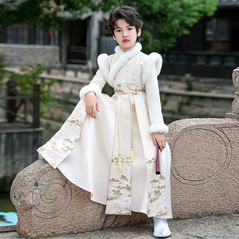 巴拉开门红男童拜年服秋冬汉服国风冬季加厚过年服儿童古装古风新