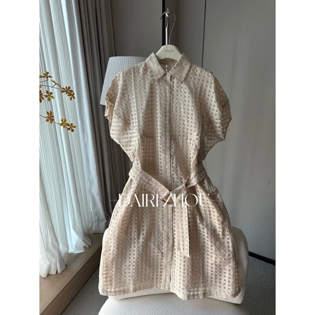 DAIRI  ZHOU▪️伦敦英奢   13.9%桑蚕丝86.1%棉绑带收腰两件套裙子