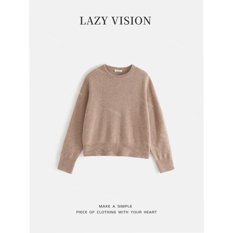 LAZYVISION/羊绒点子纱圆领休闲女士针织毛衣ZMD-32639